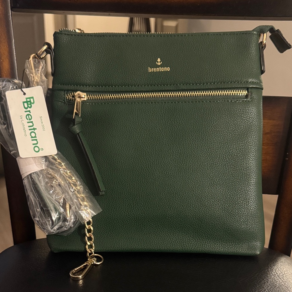 Brentano Forest Green Pebbled Crossbody Bag with Gold Hardware🔥BRAND NEW 🔥